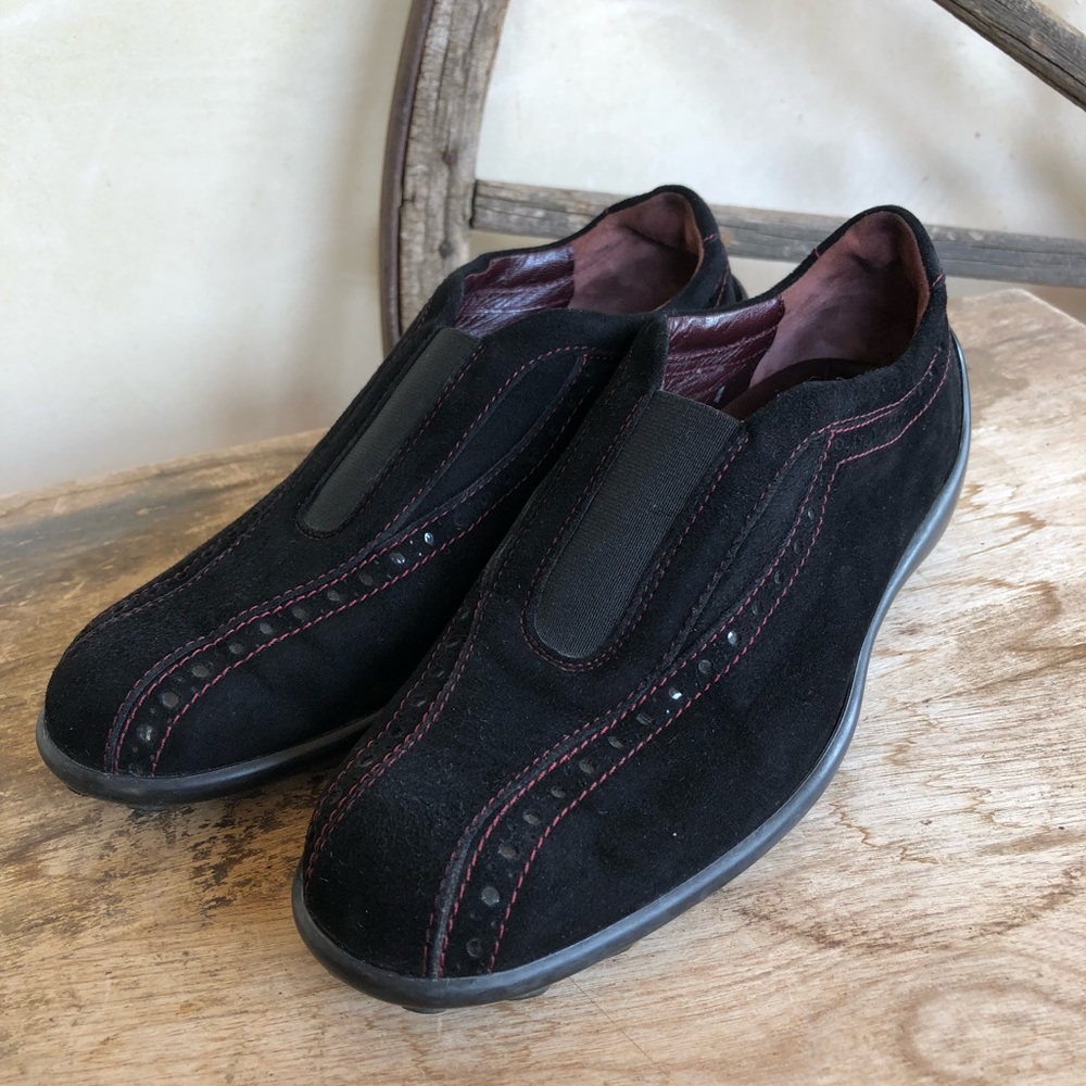 TOD’S Black Suede Comfort Walking Shoes Career Casual Sneakers Woman’s 6M ITALY